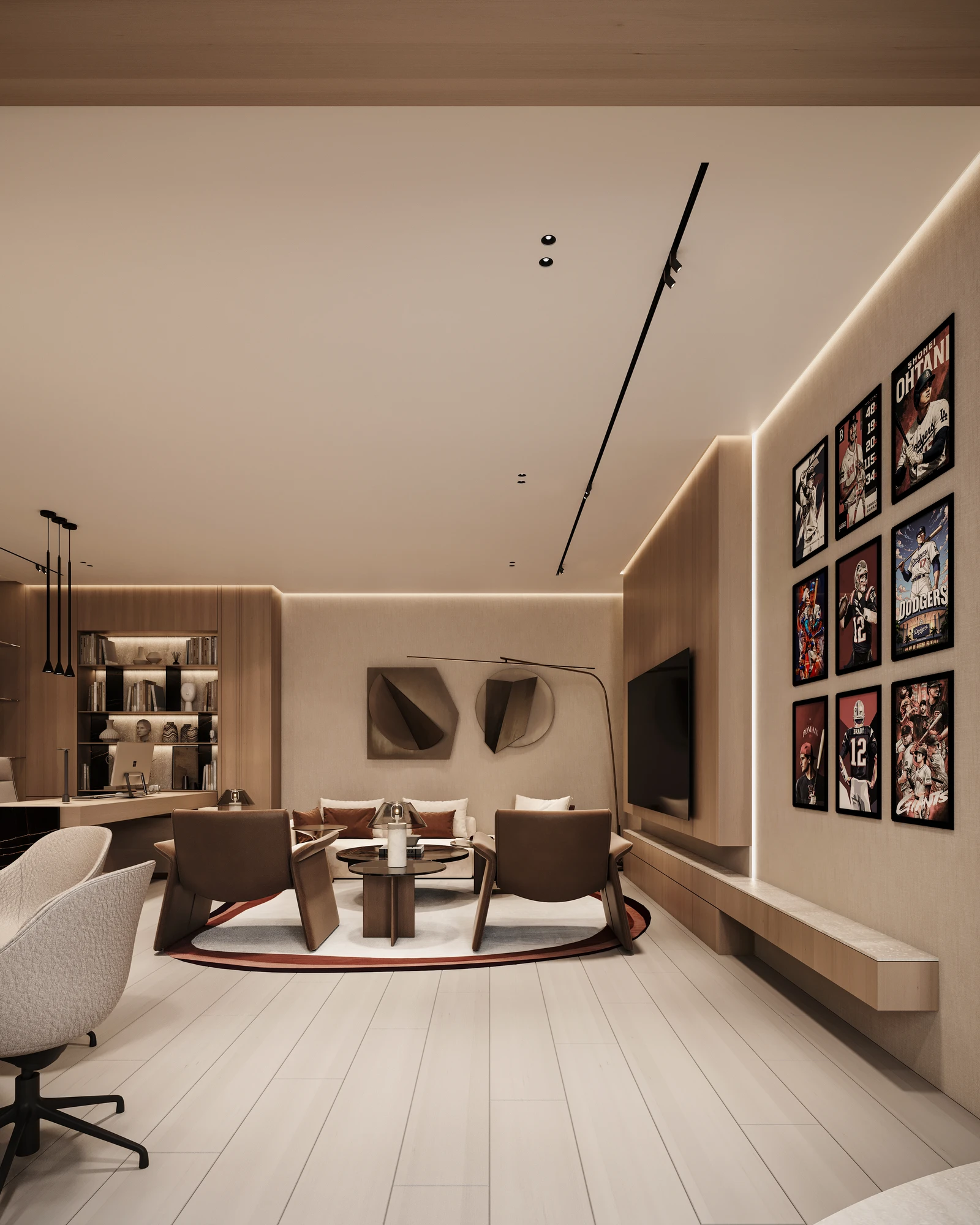Basement lounge 3D render