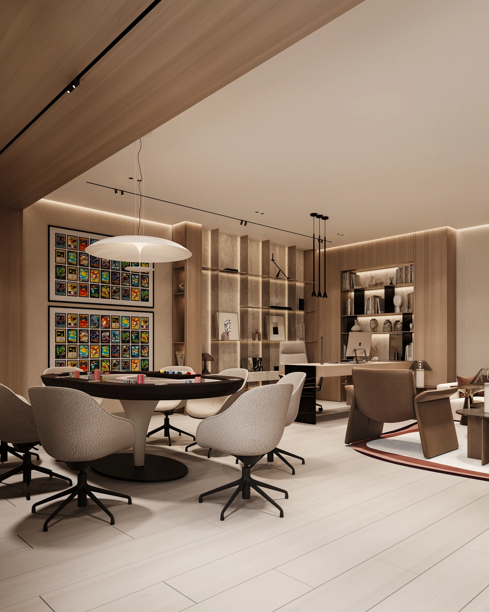 Basement lounge 3D render