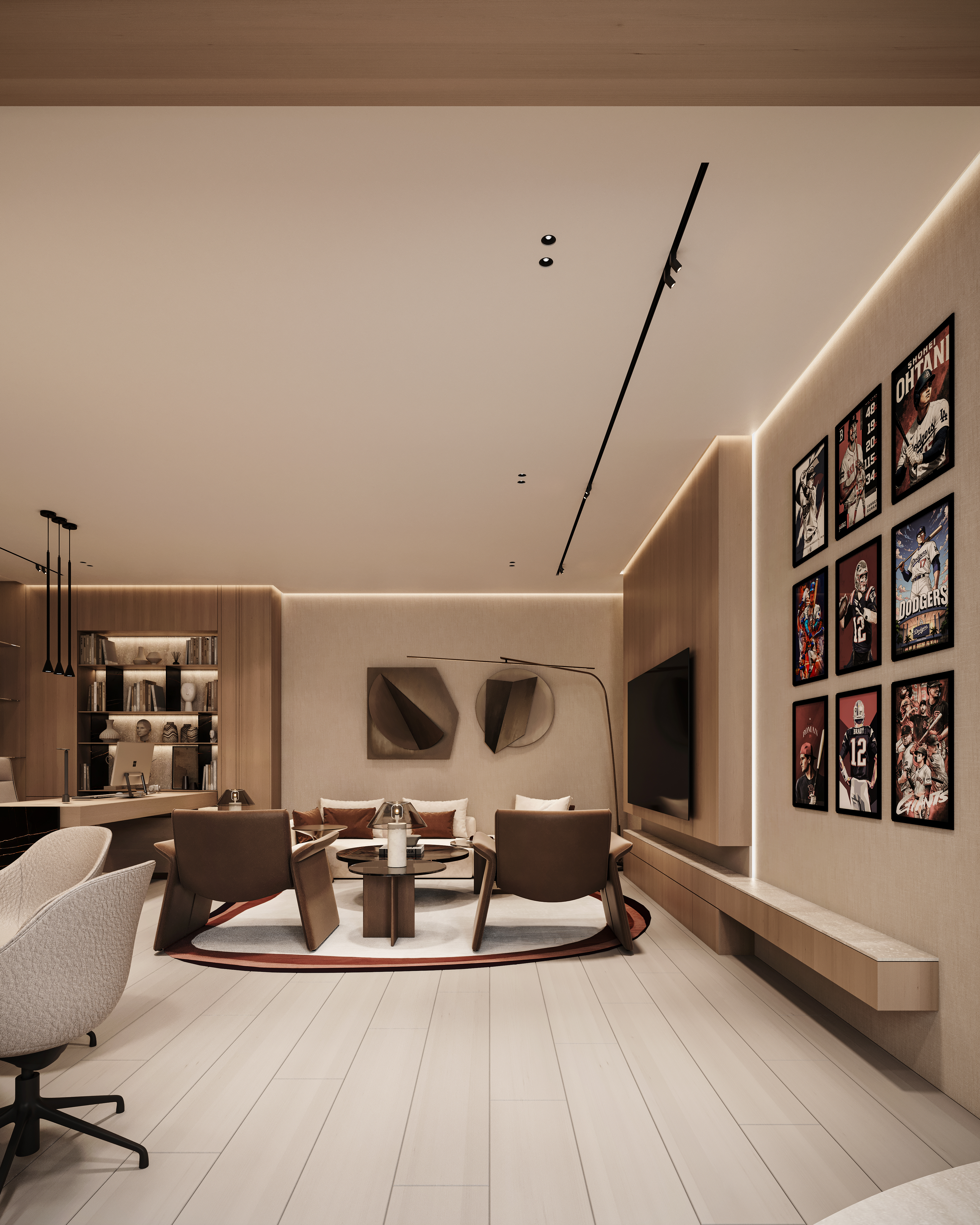 Basement 3D lounge render