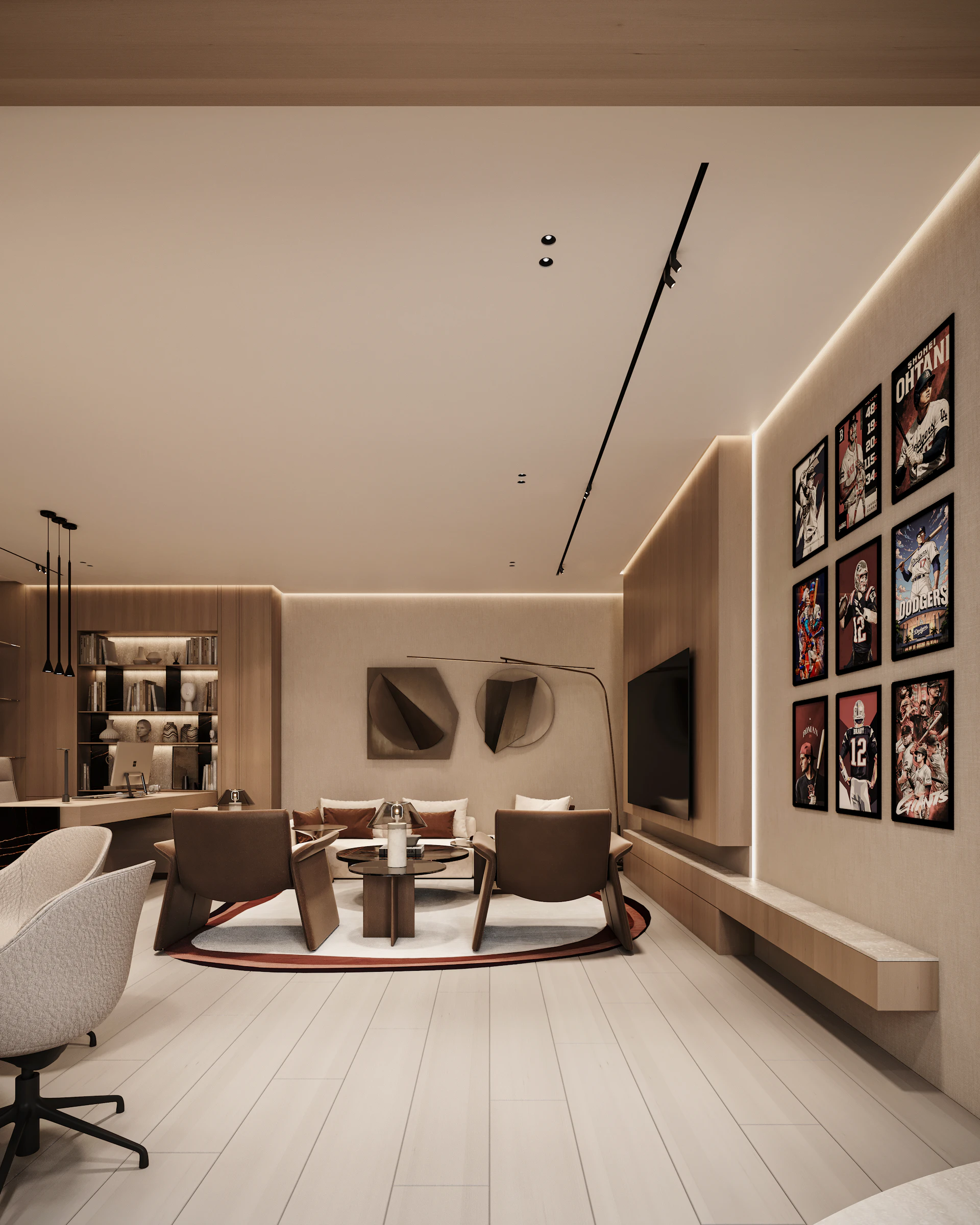 Basement 3D lounge render
