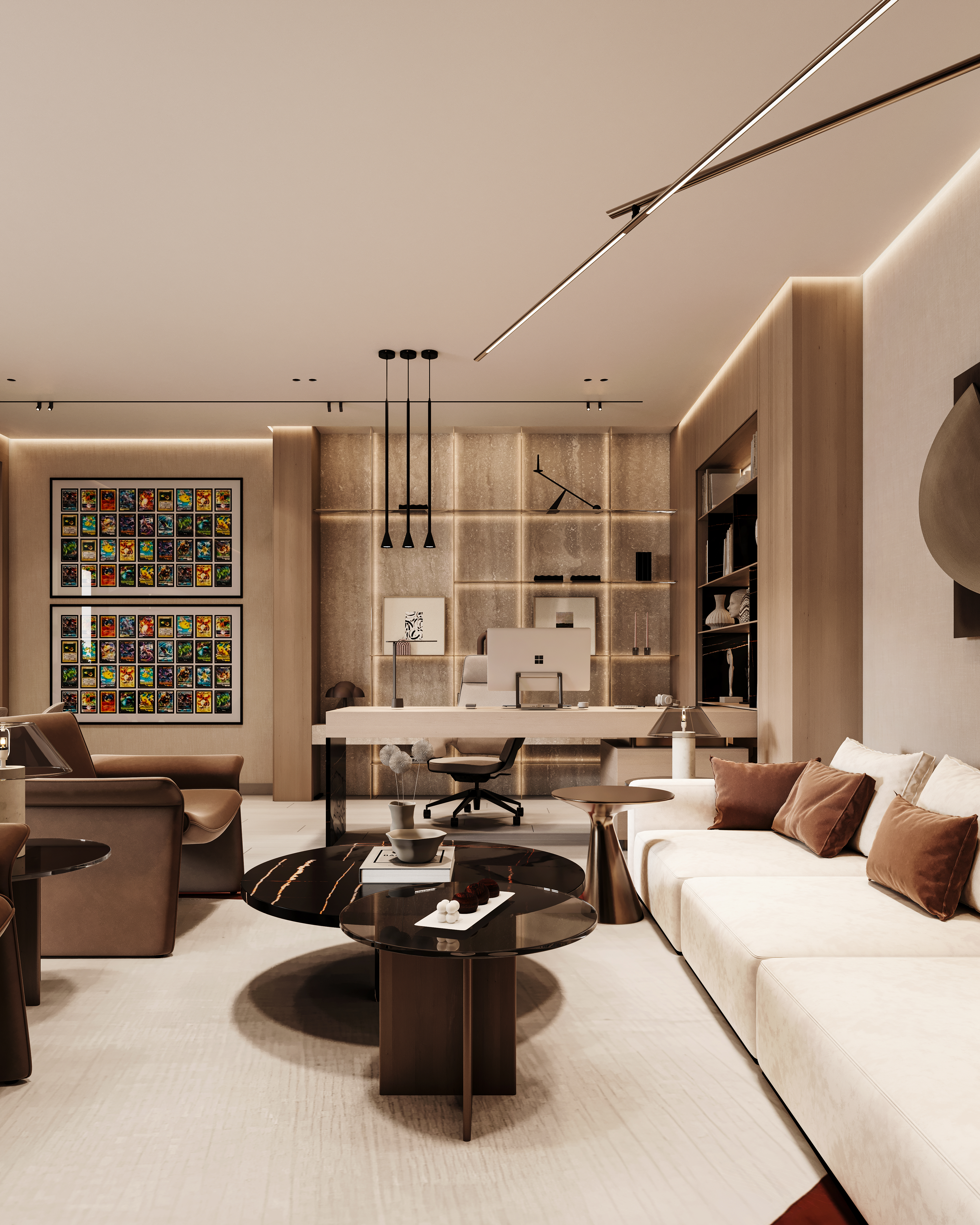 Basement 3D lounge render