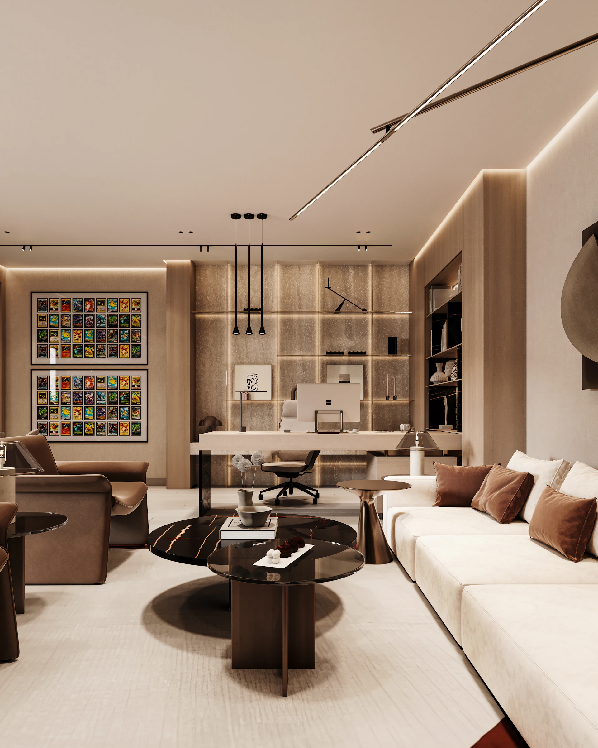 Basement 3D lounge render