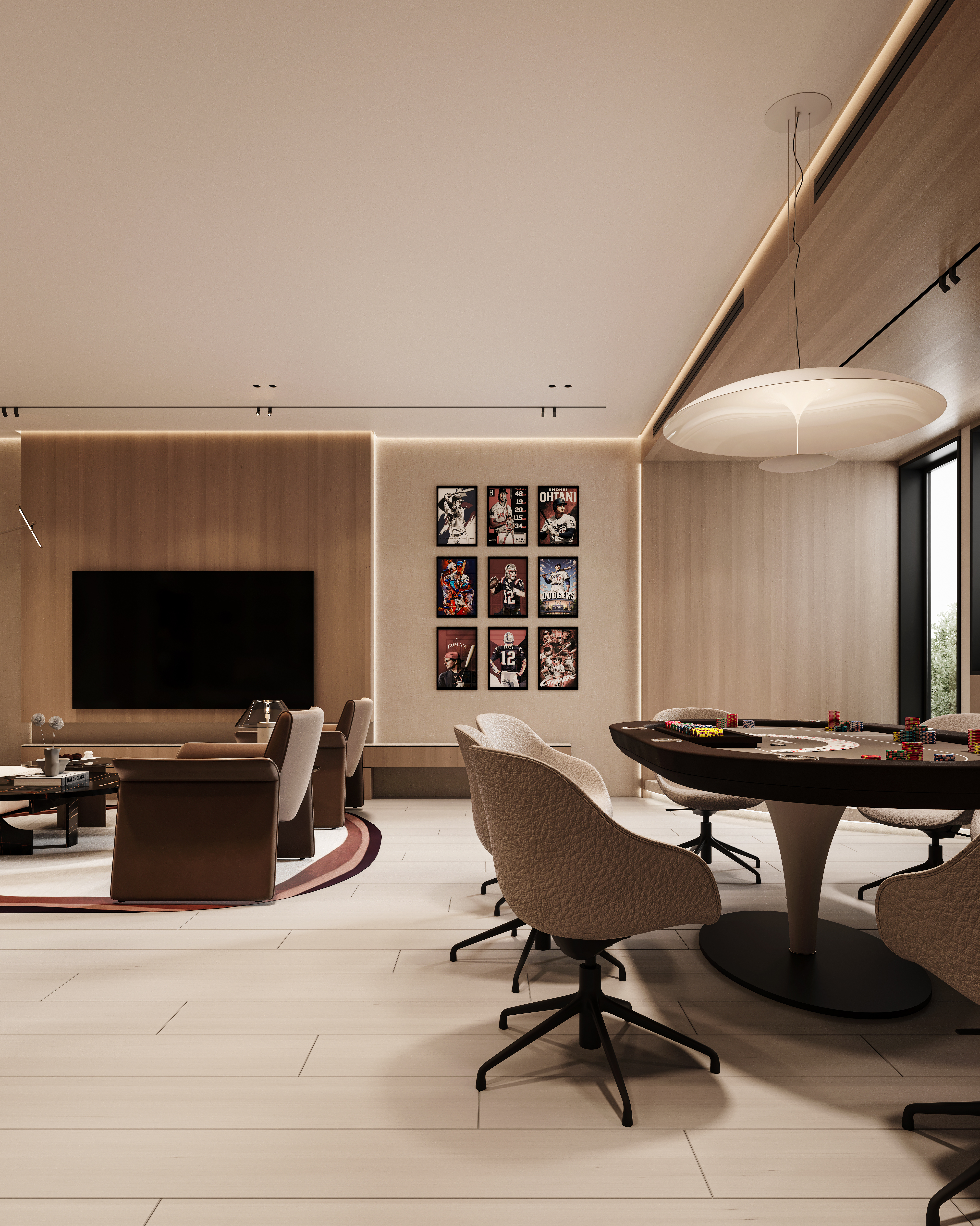 Basement lounge 3D render