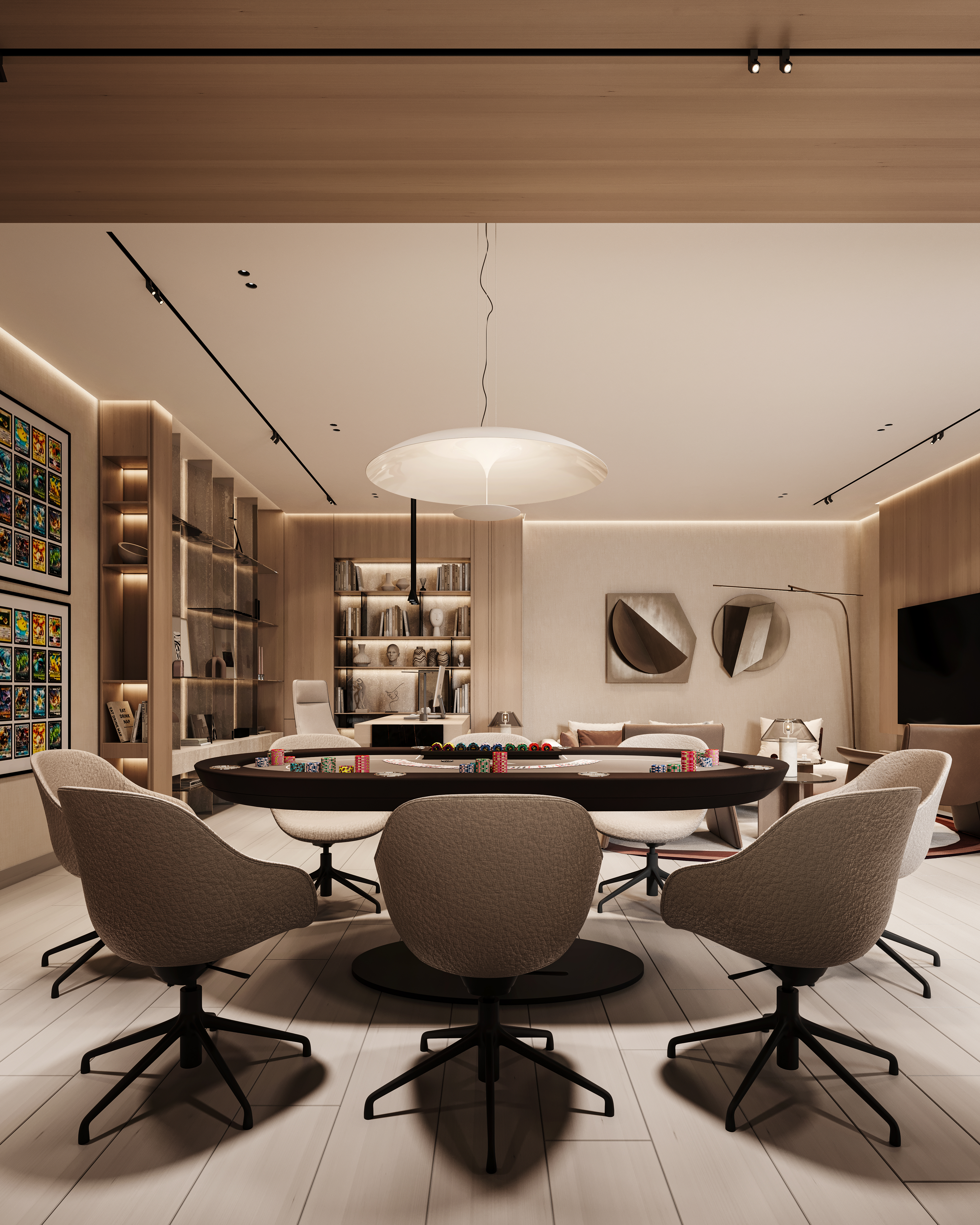 Basement lounge 3D render
