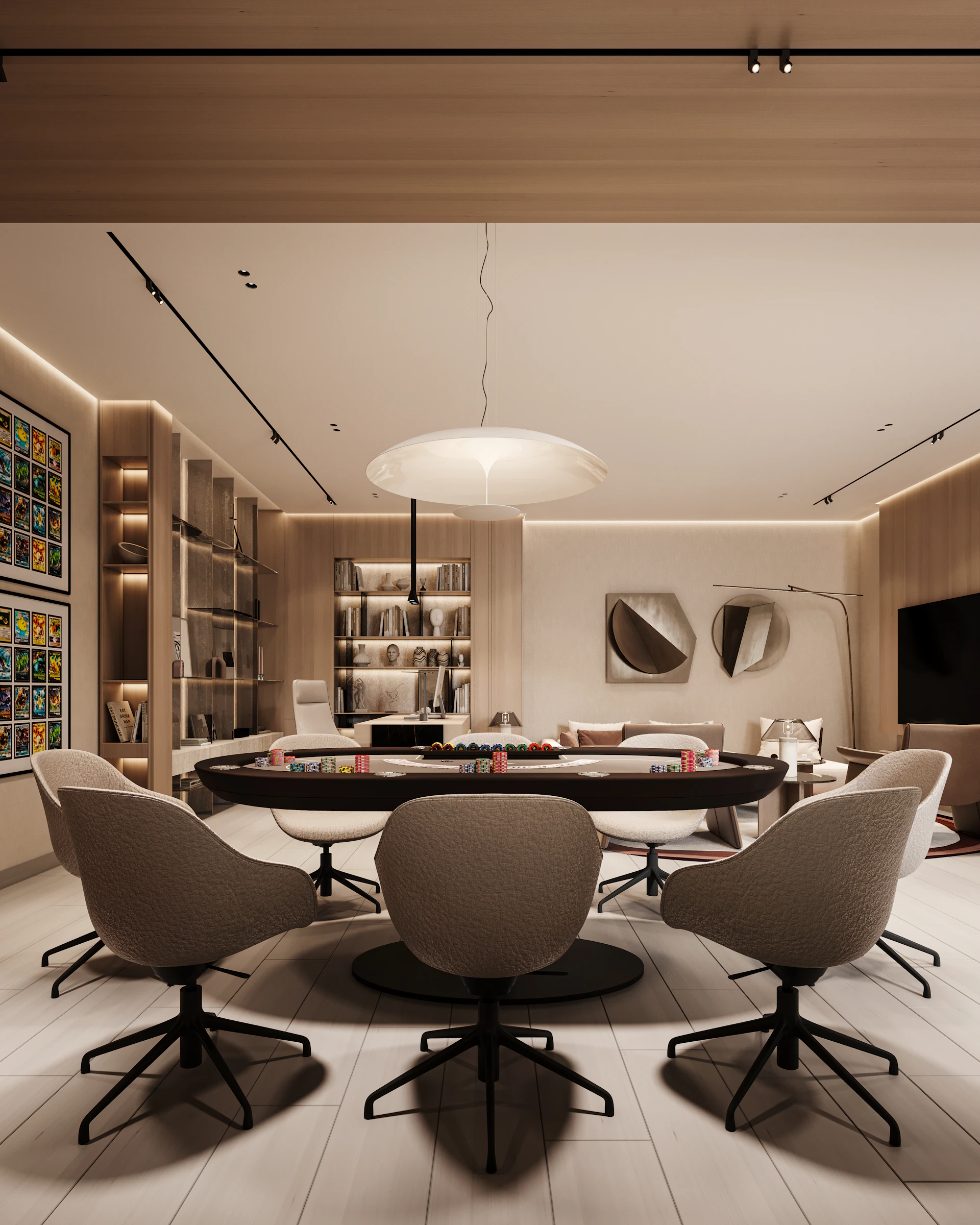 Basement lounge 3D render