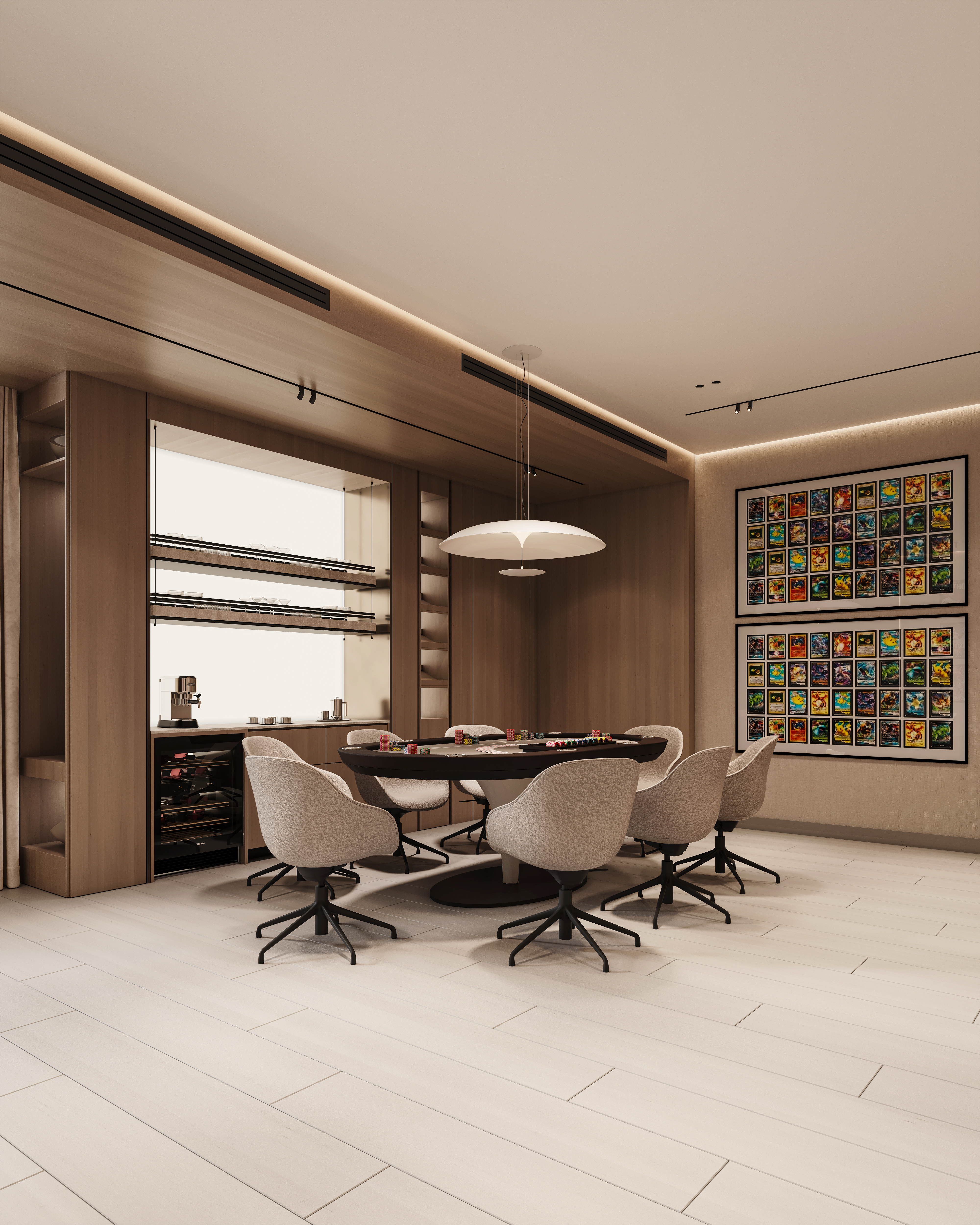 Basement lounge 3D render