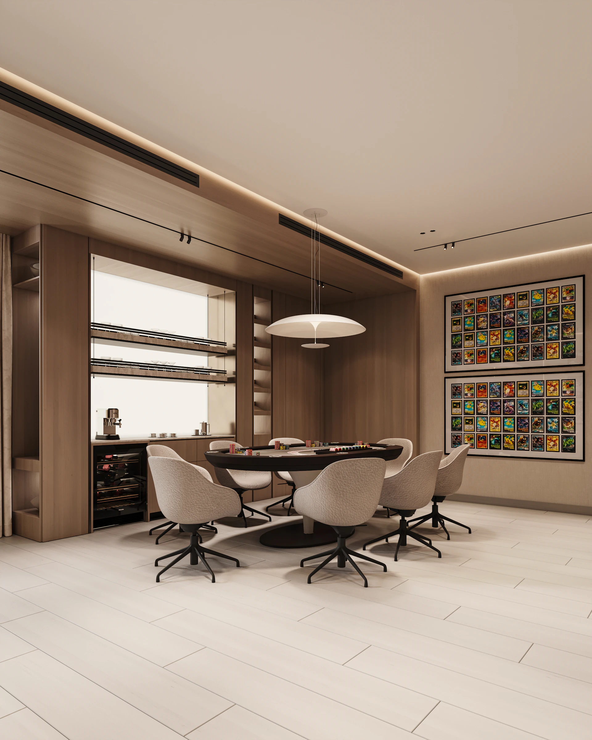 Basement lounge 3D render