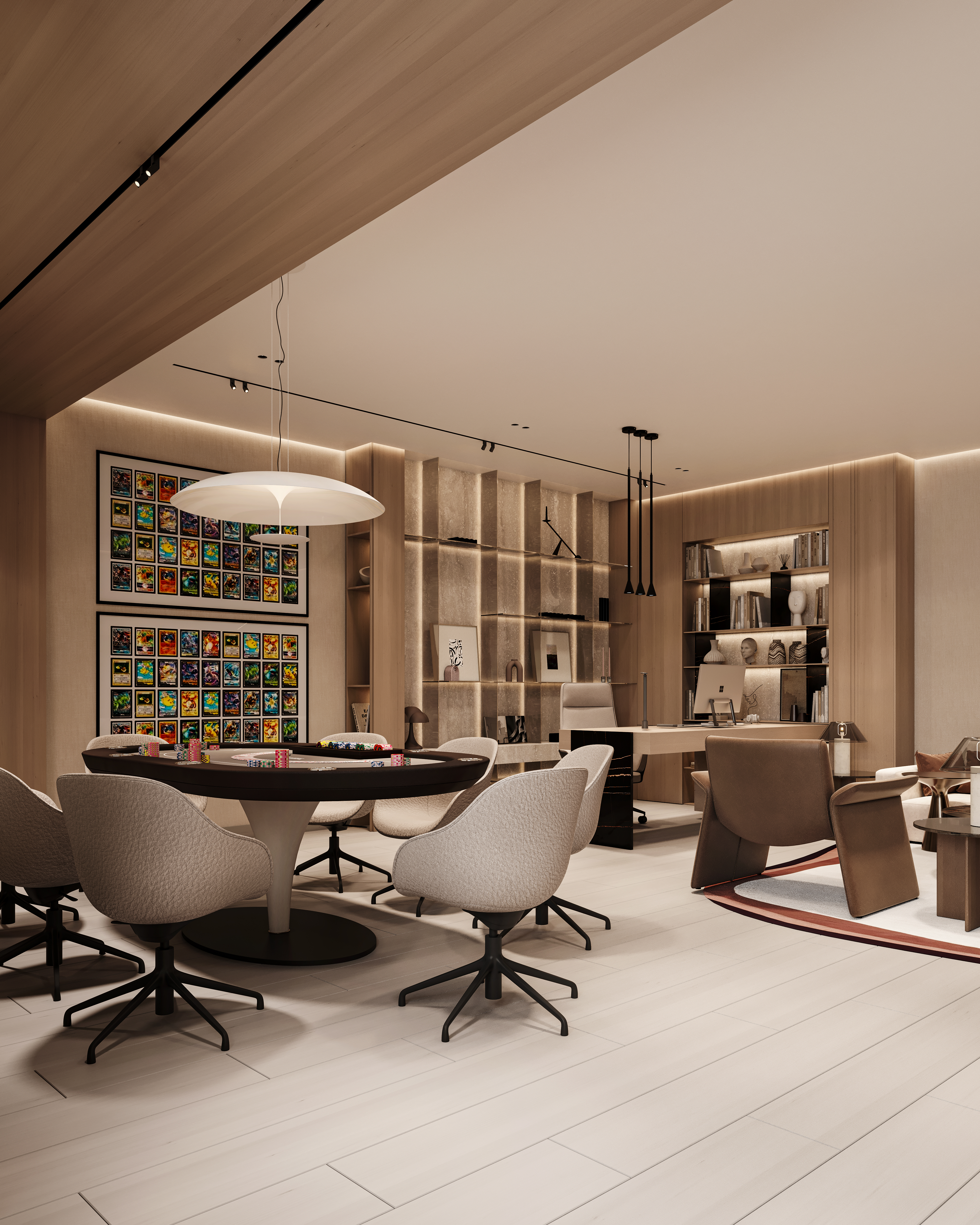 Basement 3D lounge render