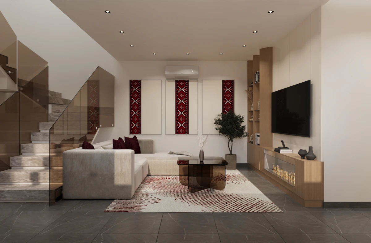 تصميم مجلس نجدي بألوان طبيعية بتداخل عنابي