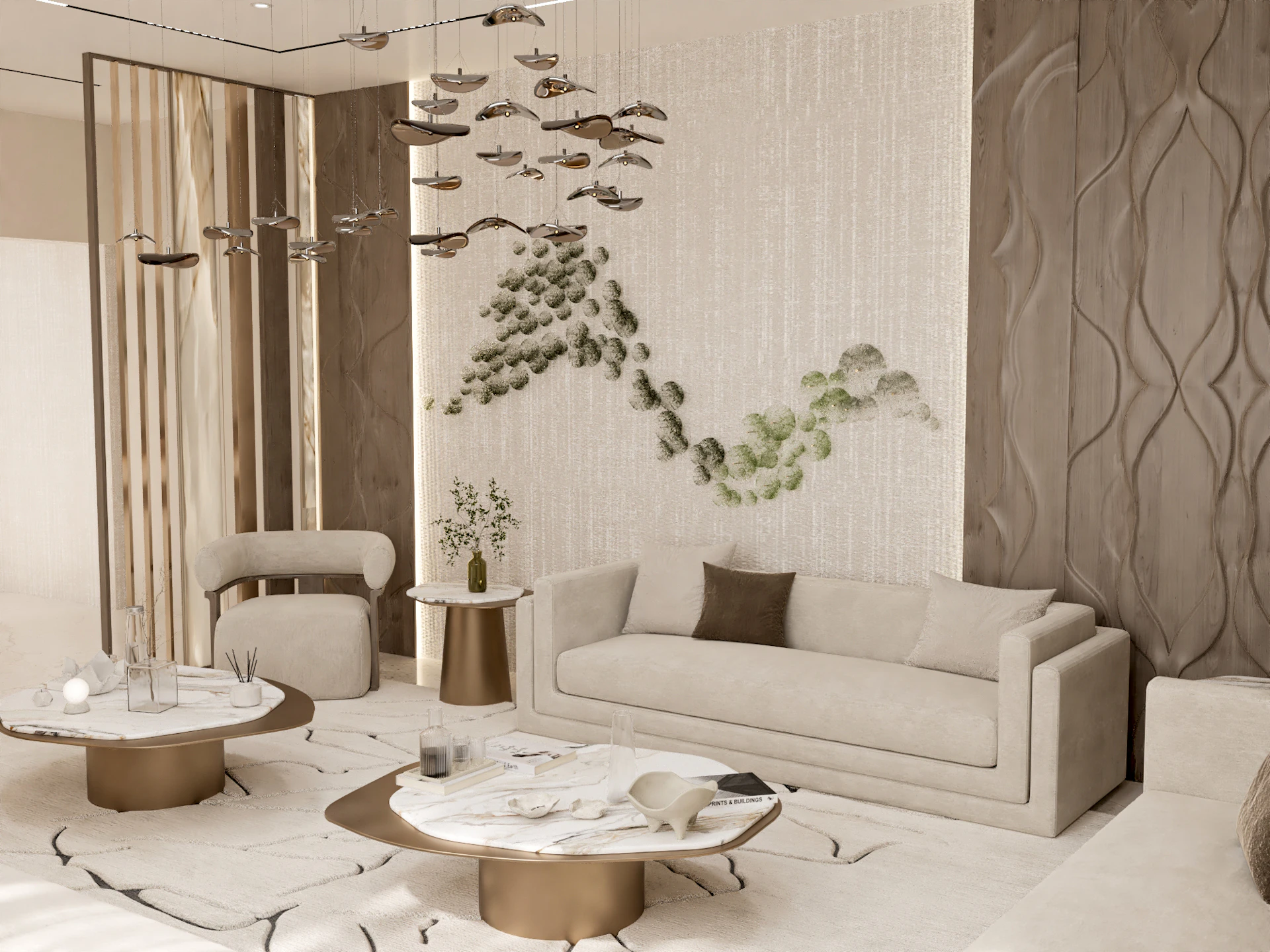 Elegant majlis interior with custom furniture and sophisticated classic accents