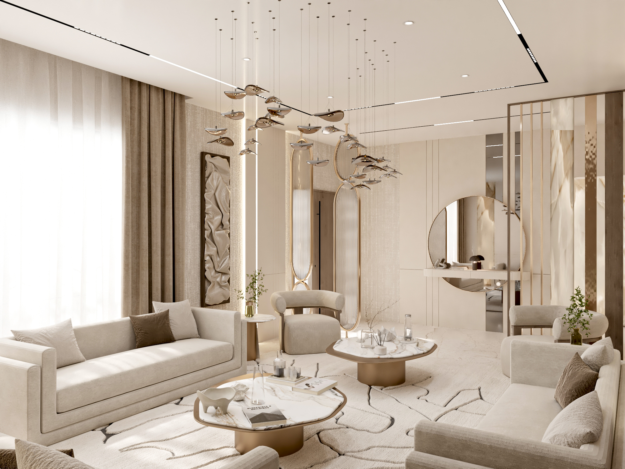Luxury New Classic majlis interior with elegant seating and refined detailing