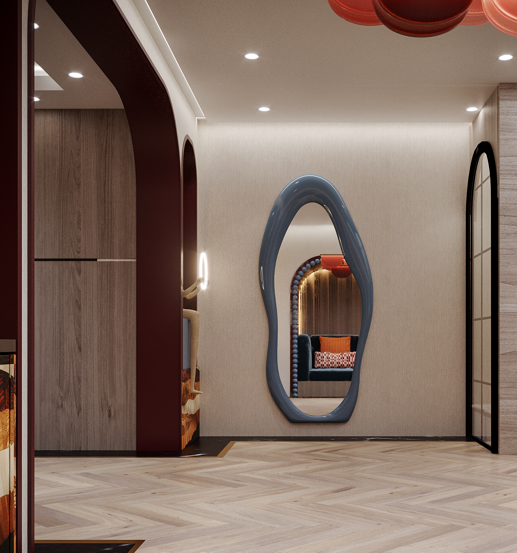 Majlis seating area designed with warmth and timeless appeal