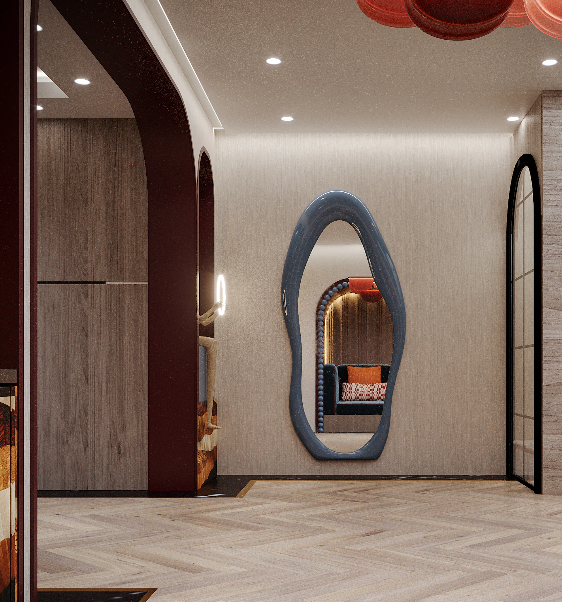 Majlis seating area designed with warmth and timeless appeal