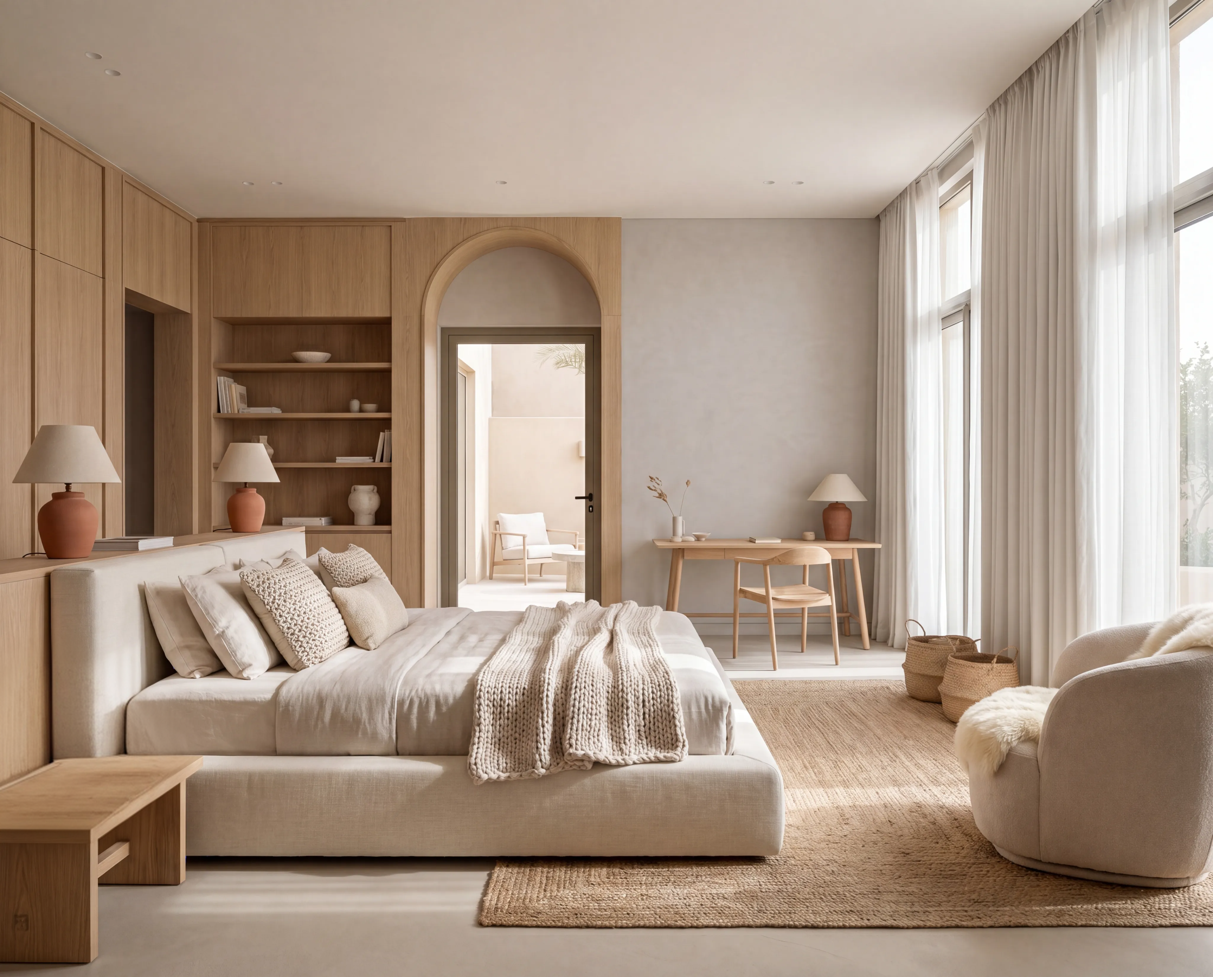 scandinavian soft light uncluttered  bedroom natural