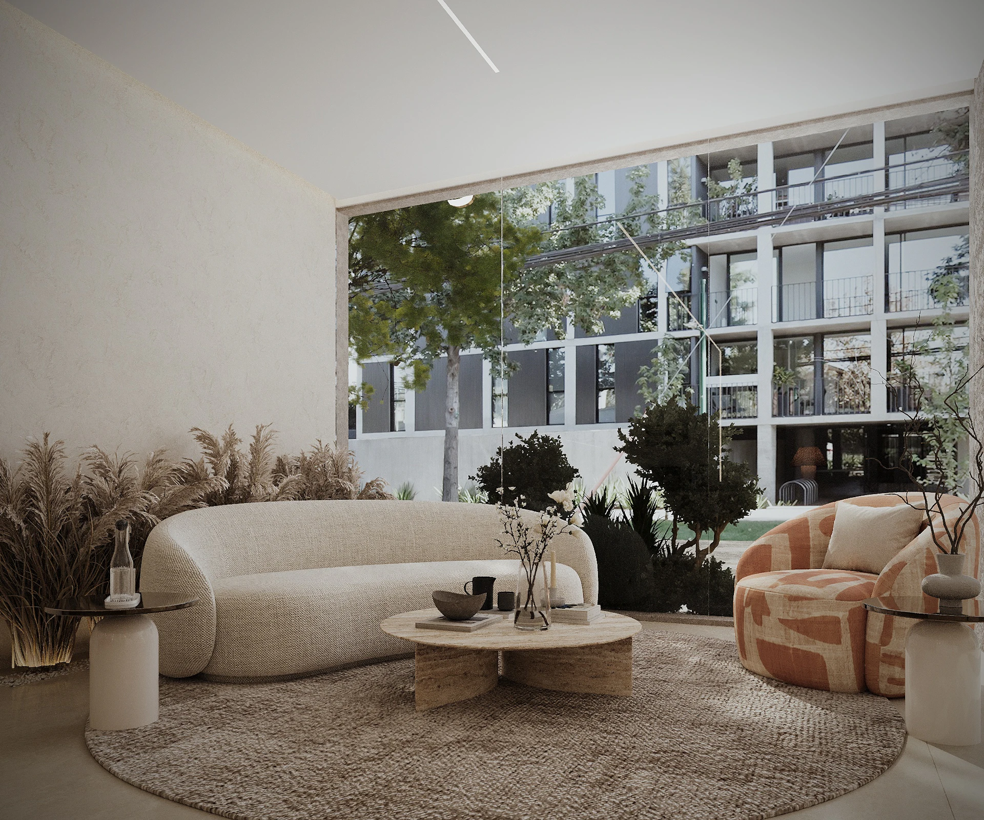 Contemporary wellness spa interior combining elegant circulation spaces, premium finishes, and a tranquil environment.