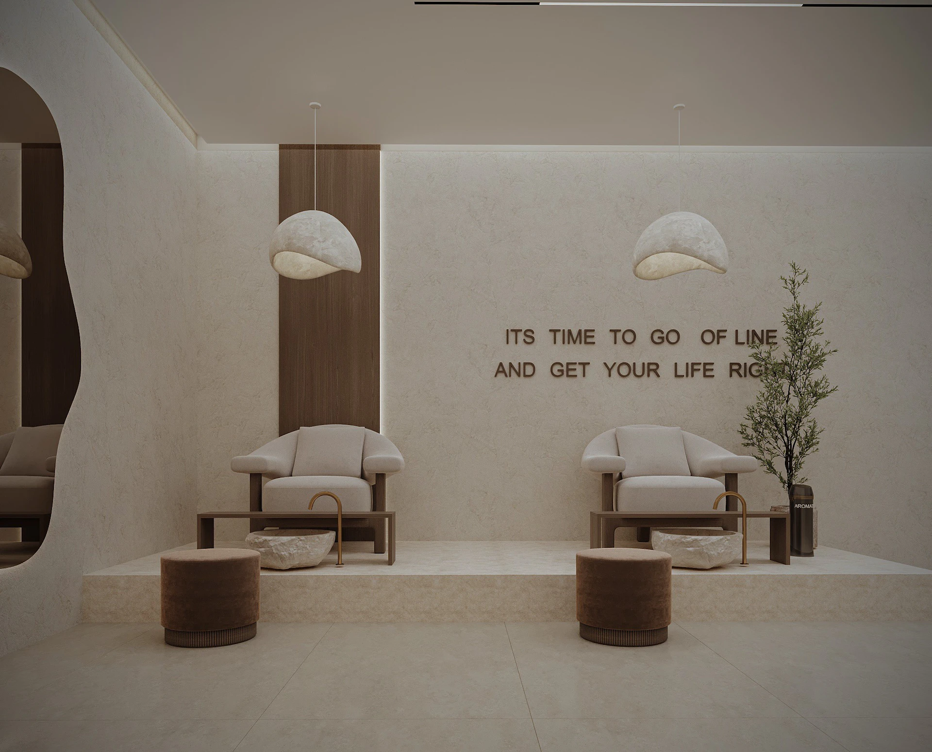 Luxury manicure and nail care area featuring custom workstations, ambient lighting, and contemporary décor.