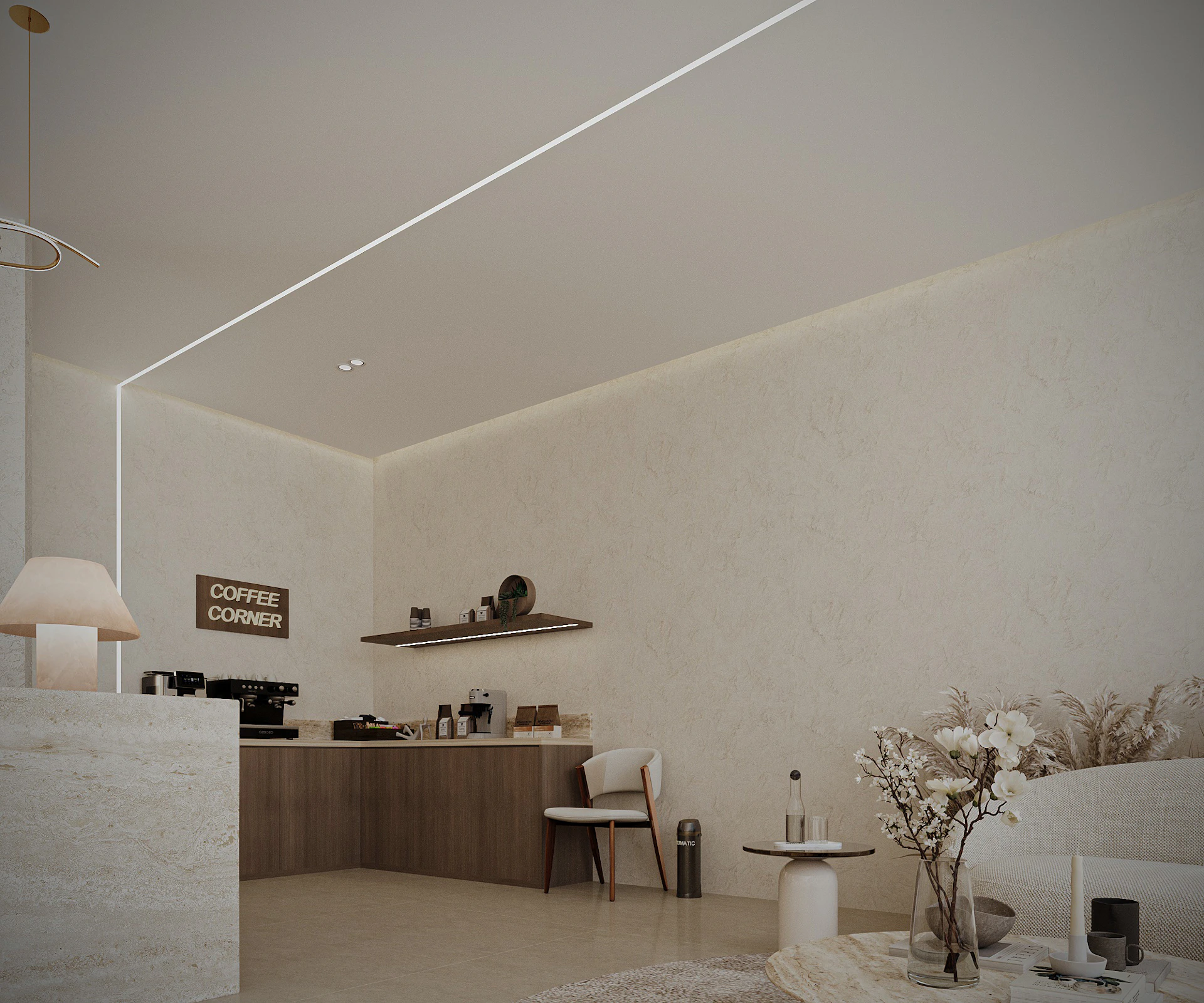 Contemporary wellness spa interior combining elegant circulation spaces, premium finishes, and a tranquil environment.