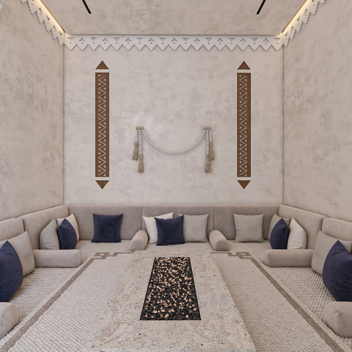 Contemporary Najdi Diwaniya with traditional architectural details