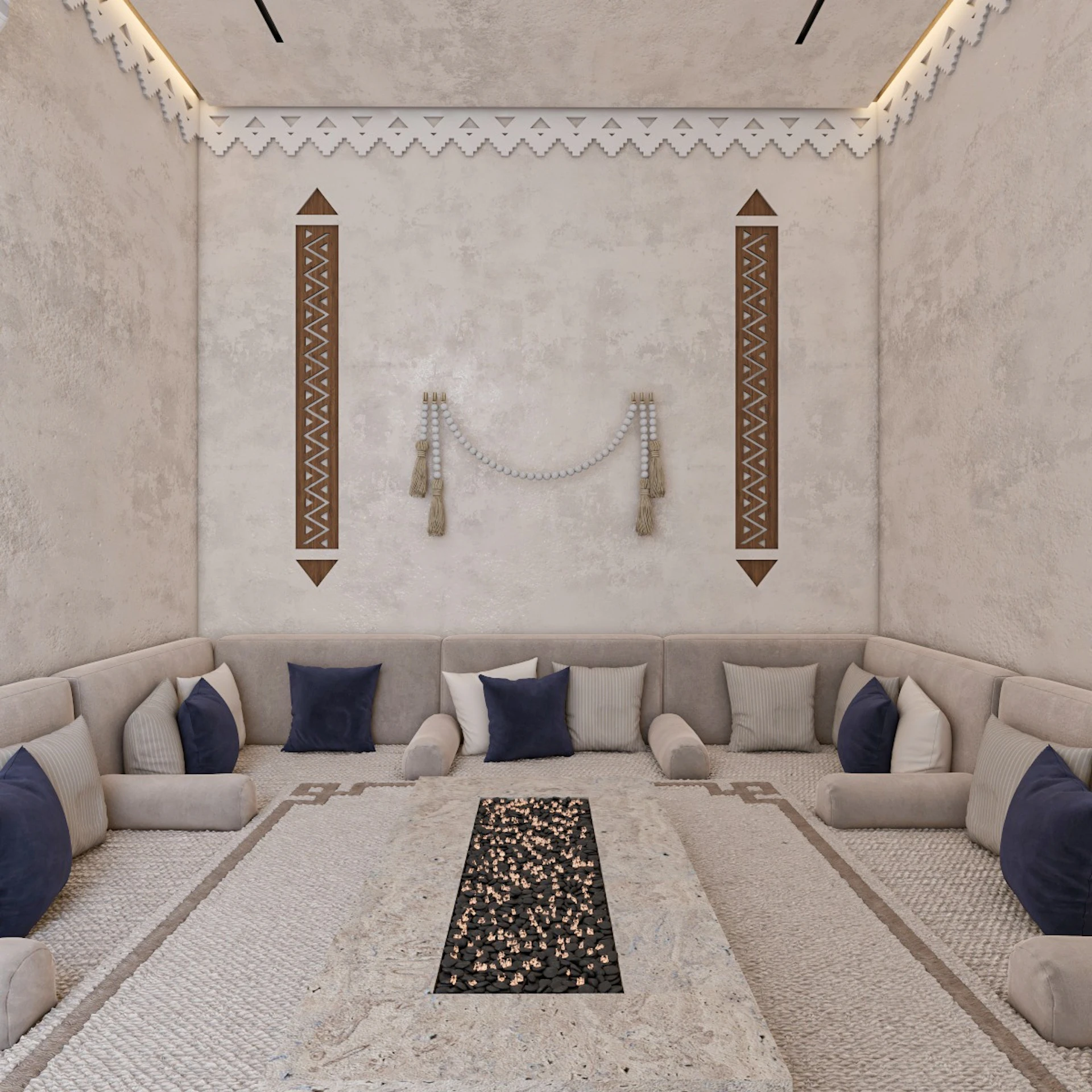 Contemporary Najdi Diwaniya with traditional architectural details