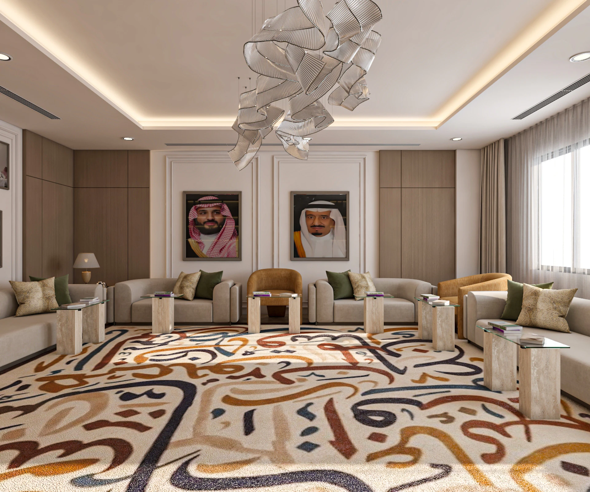 Modern literary lounge in Riyadh designed for reading, conversation, and cultural gatherings.
