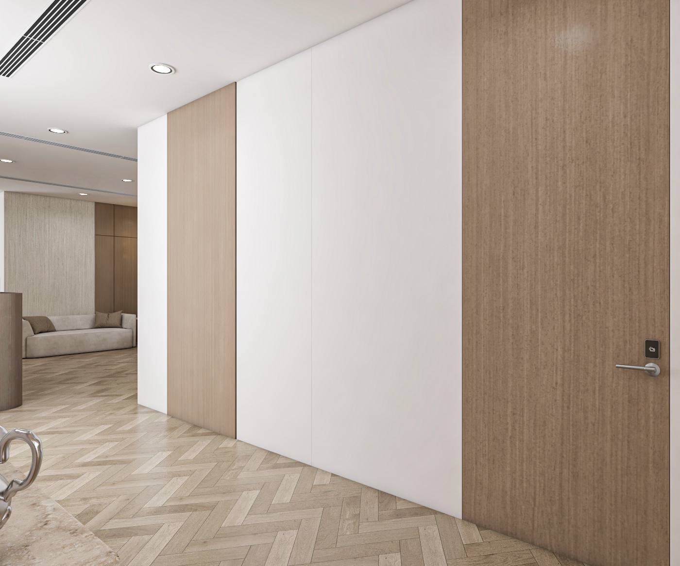Modern book club interior with curated materials, warm textures, and a sophisticated spatial experience.