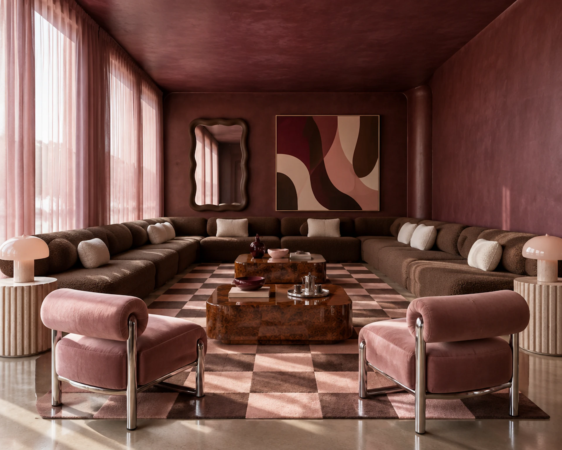 burgundy living room