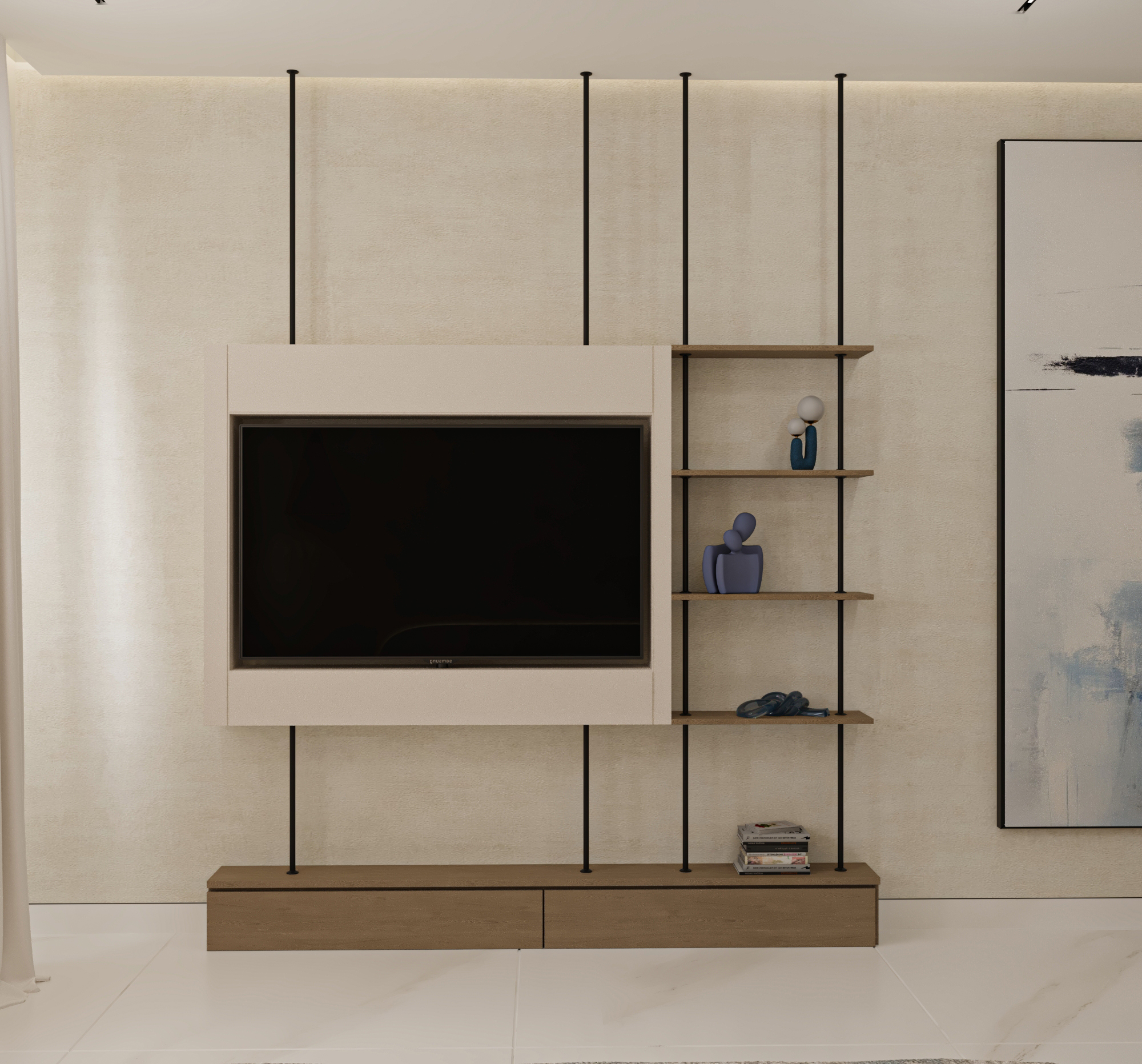 modern japandi bedroom render