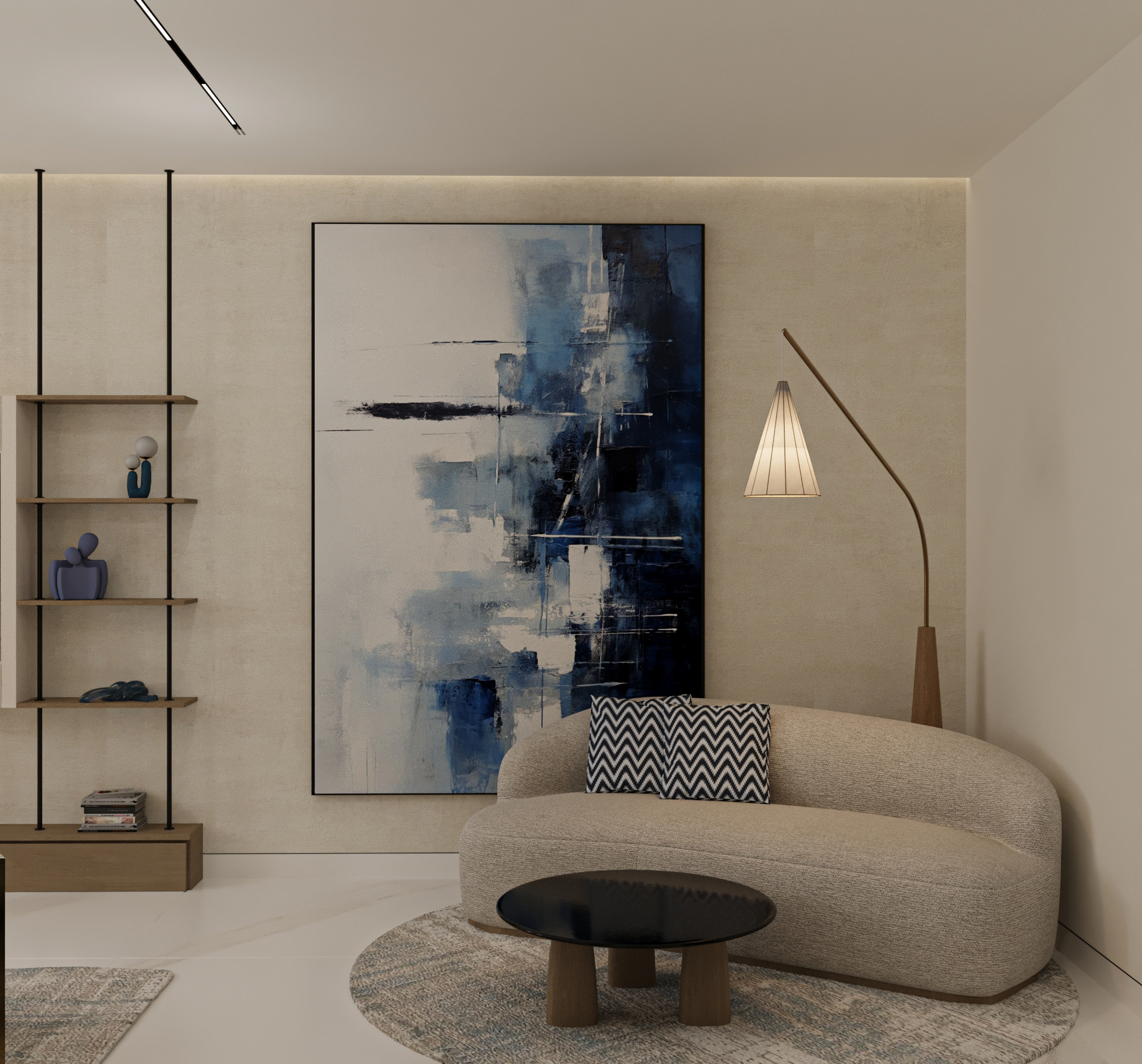 modern japandi bedroom render