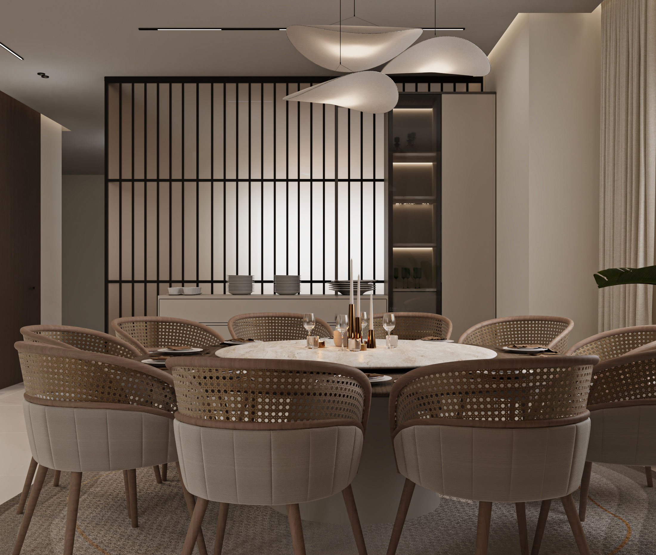 طاولة طعام بتصميم جاباندي عصري