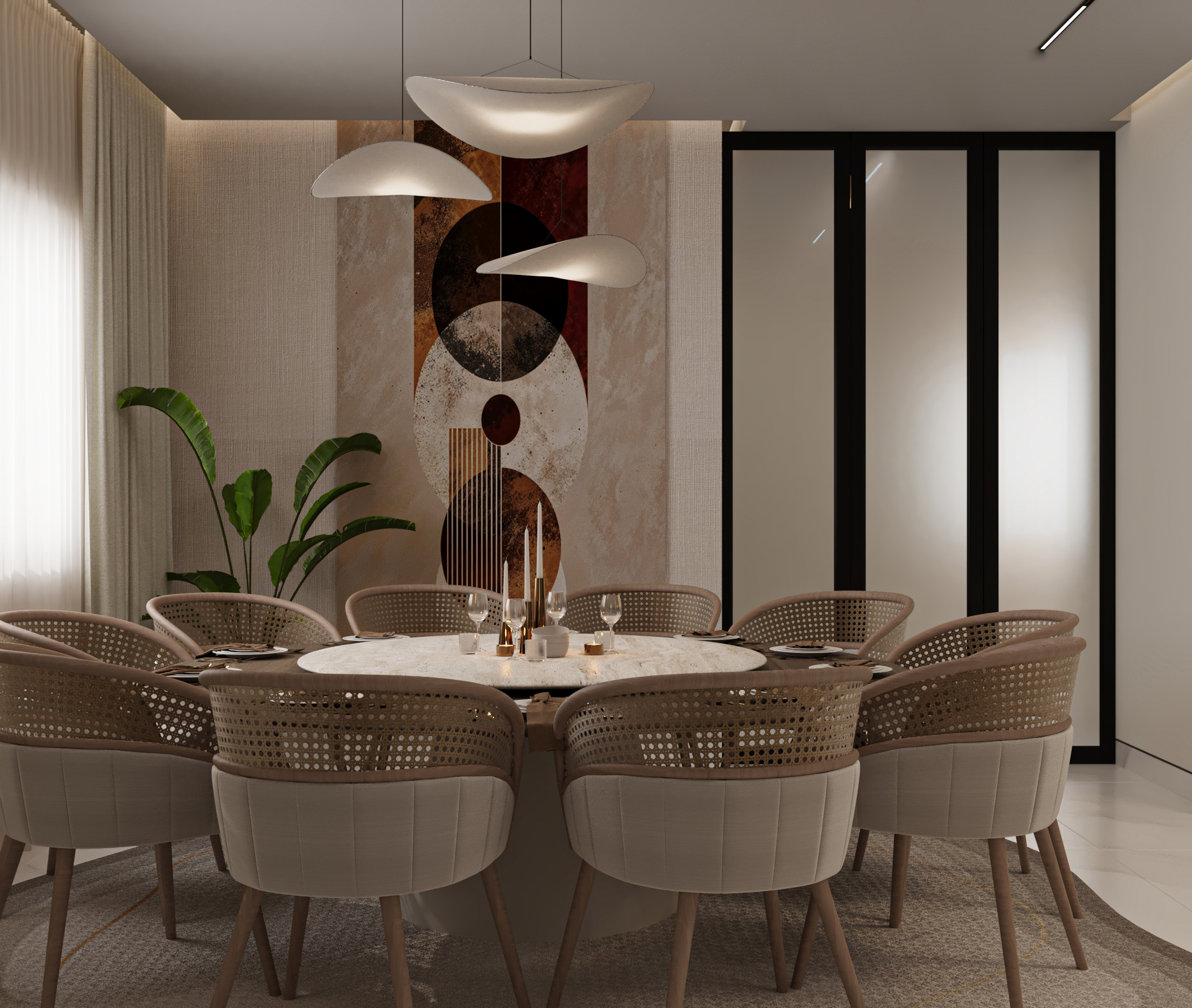 طاولة طعام بتصميم جاباندي عصري