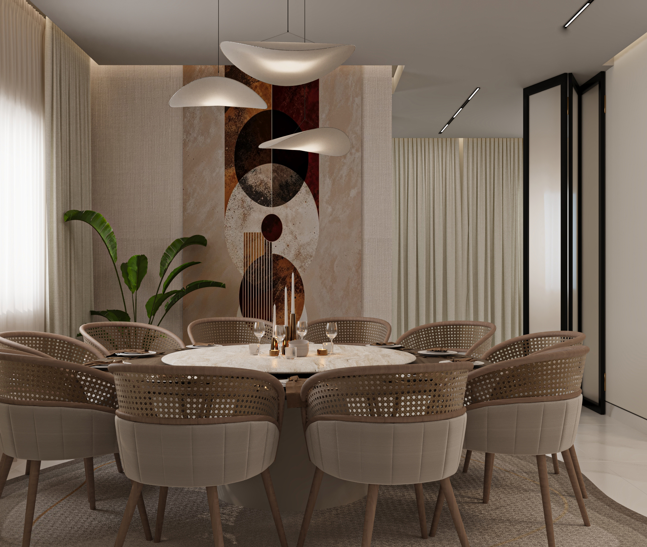 طاولة طعام بتصميم جاباندي عصري