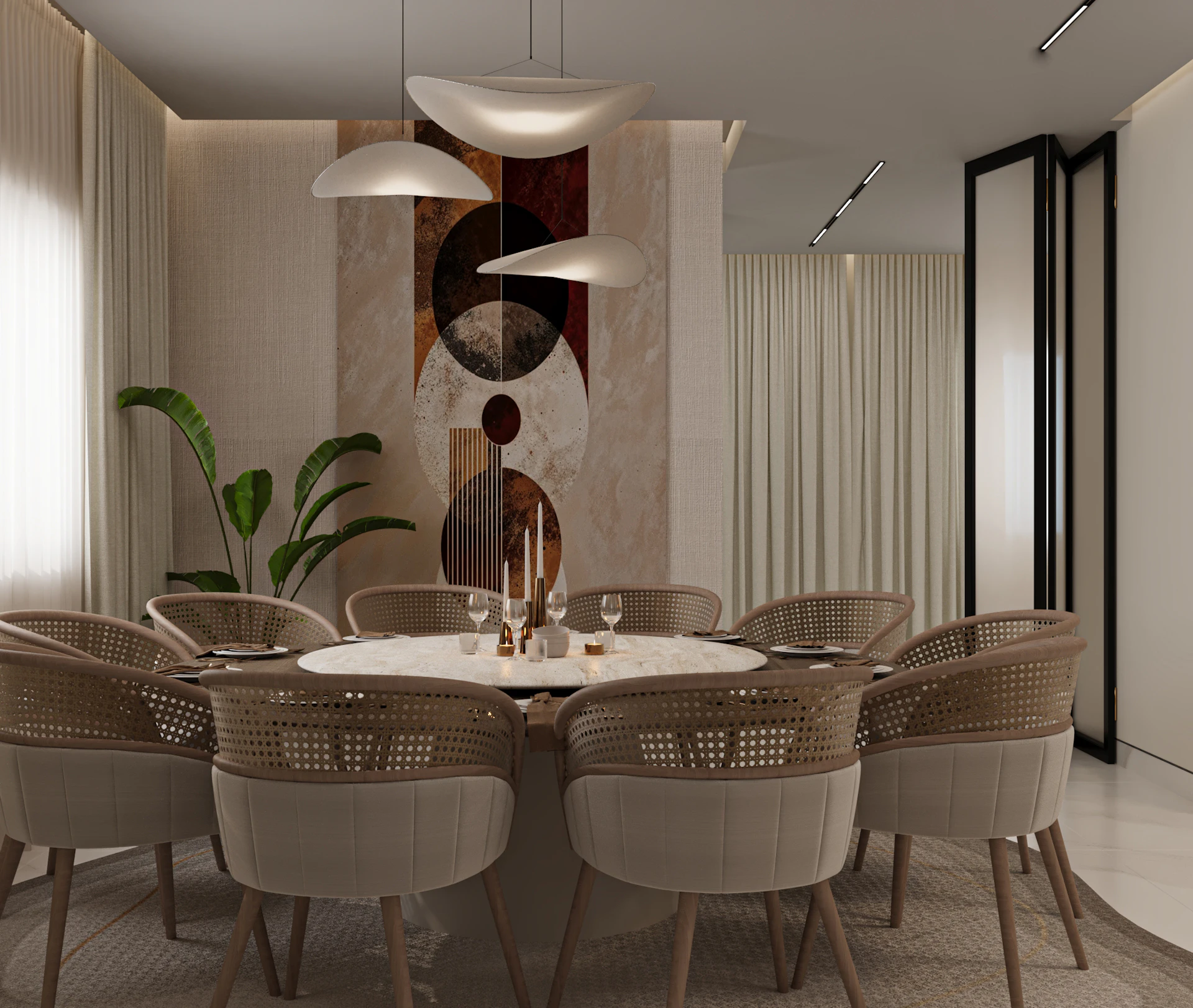 طاولة طعام بتصميم جاباندي عصري